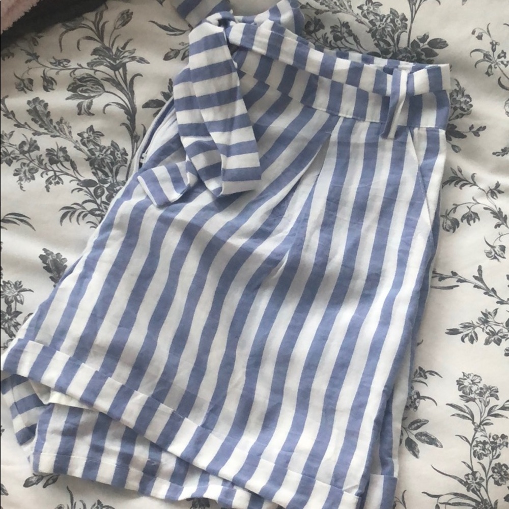 White and Blue Stripe Shorts